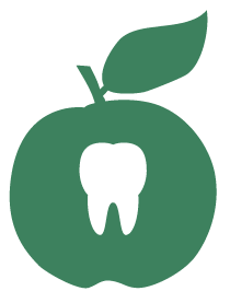 Green apple with tooth icon